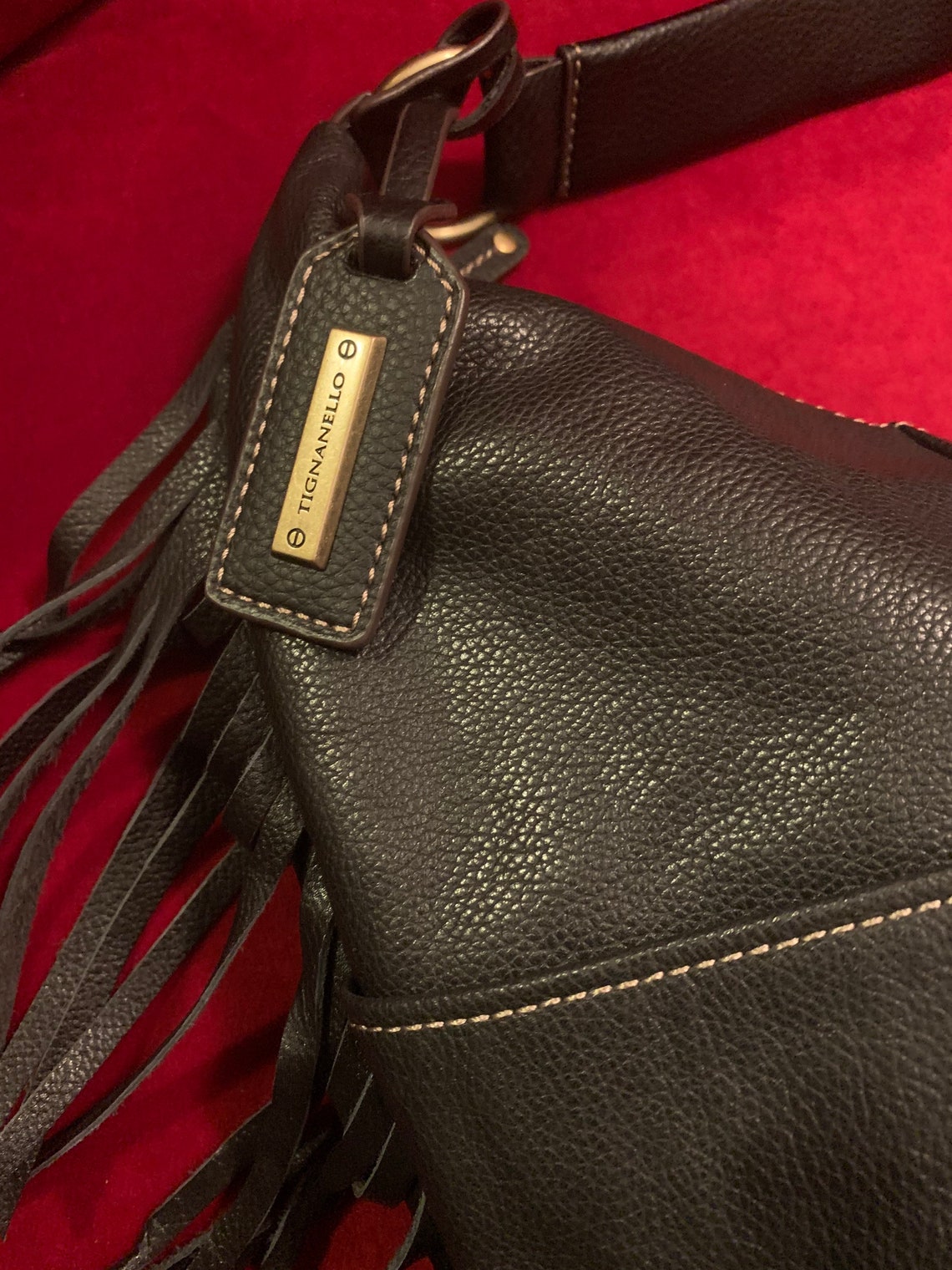 Tignanello Pebbled Black Leather Shoulder Bag Etsy