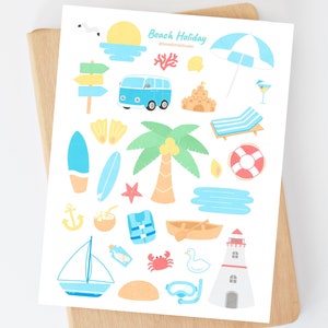 Beach Printable Stickers for Planner, Bujo, Scrapbook, Card Making ...
