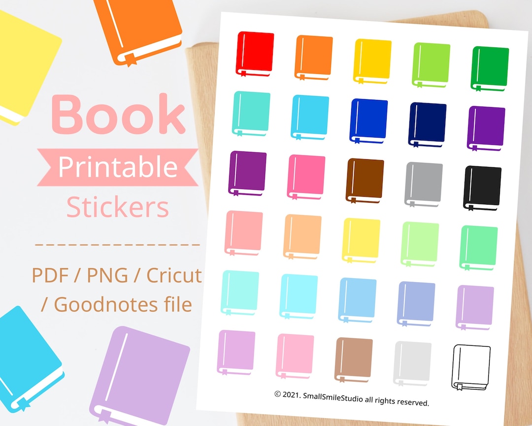 Book Printable Stickers Digital Stickers Goodnotes Stickers Functional ...