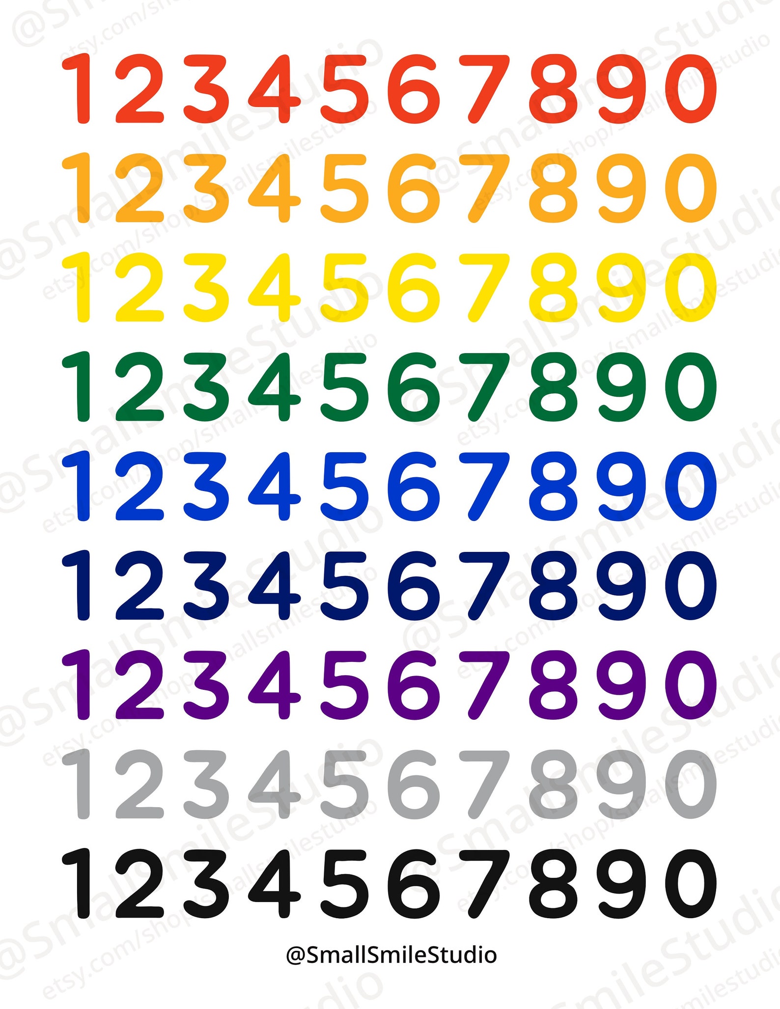 Colorful Number Printable Stickers Planner Stickers Journal Etsy