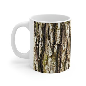Tree Bark With Green Moss Nature Woods Ceramic Coffee Mug 11oz