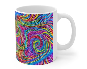 Swirling Psychedelic Design Ceramic Coffee Mug 11oz