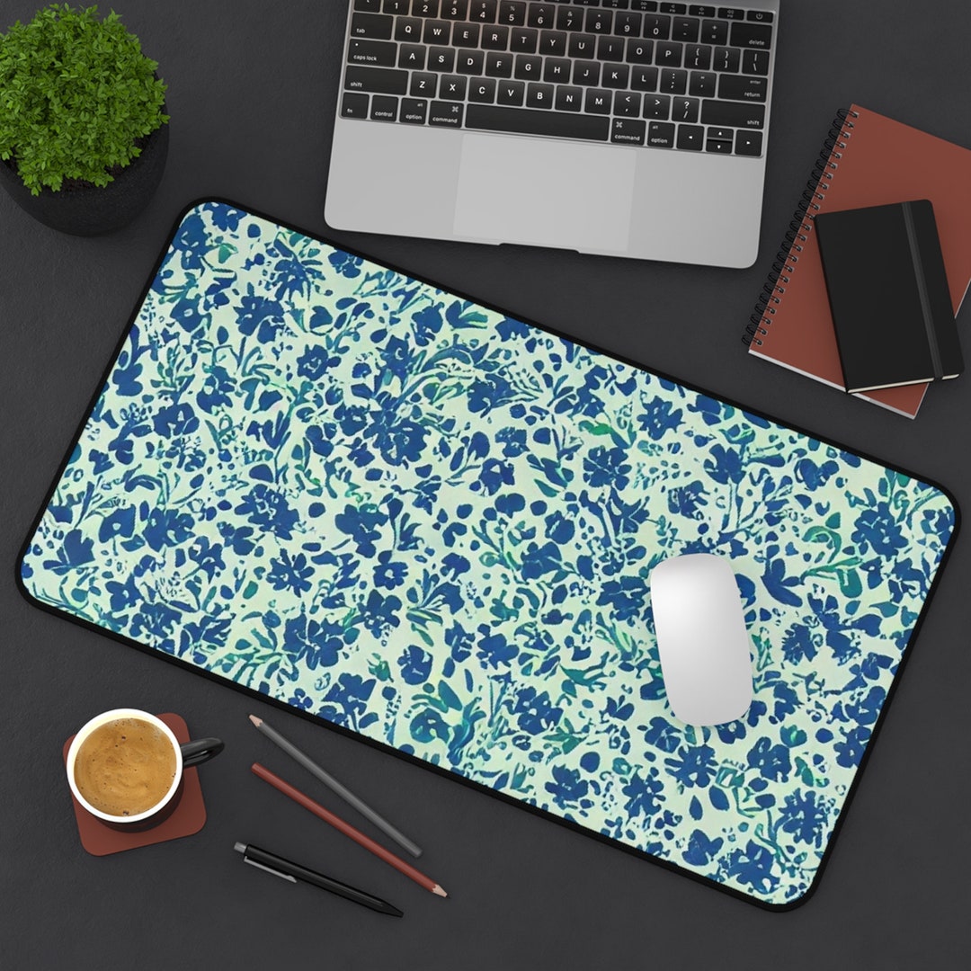 Floral Computer Mat Cottagecore Floral Desk Mat, Blue Floral Desk Mat, Wildflowers Desk Mat ...