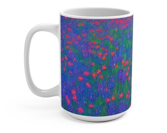 Impressionist Floral Mug, Purple Floral Mug, Pink Floral Mug, Boho Wildflowers Mug, Purple Flowers Mug, Boho Floral Mug, Floral Coffee Mug