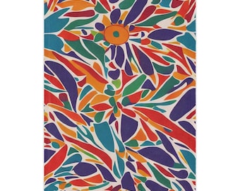 Colorful Abstract Southwest Leaf Pattern Minky Blanket | Vibrant Floral Throw