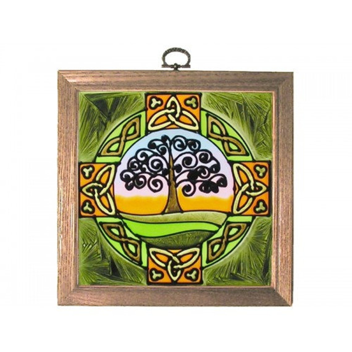 8x8 TREE OF LIFE Irish Celtic Stained Art Glass Hanging Window Etsy