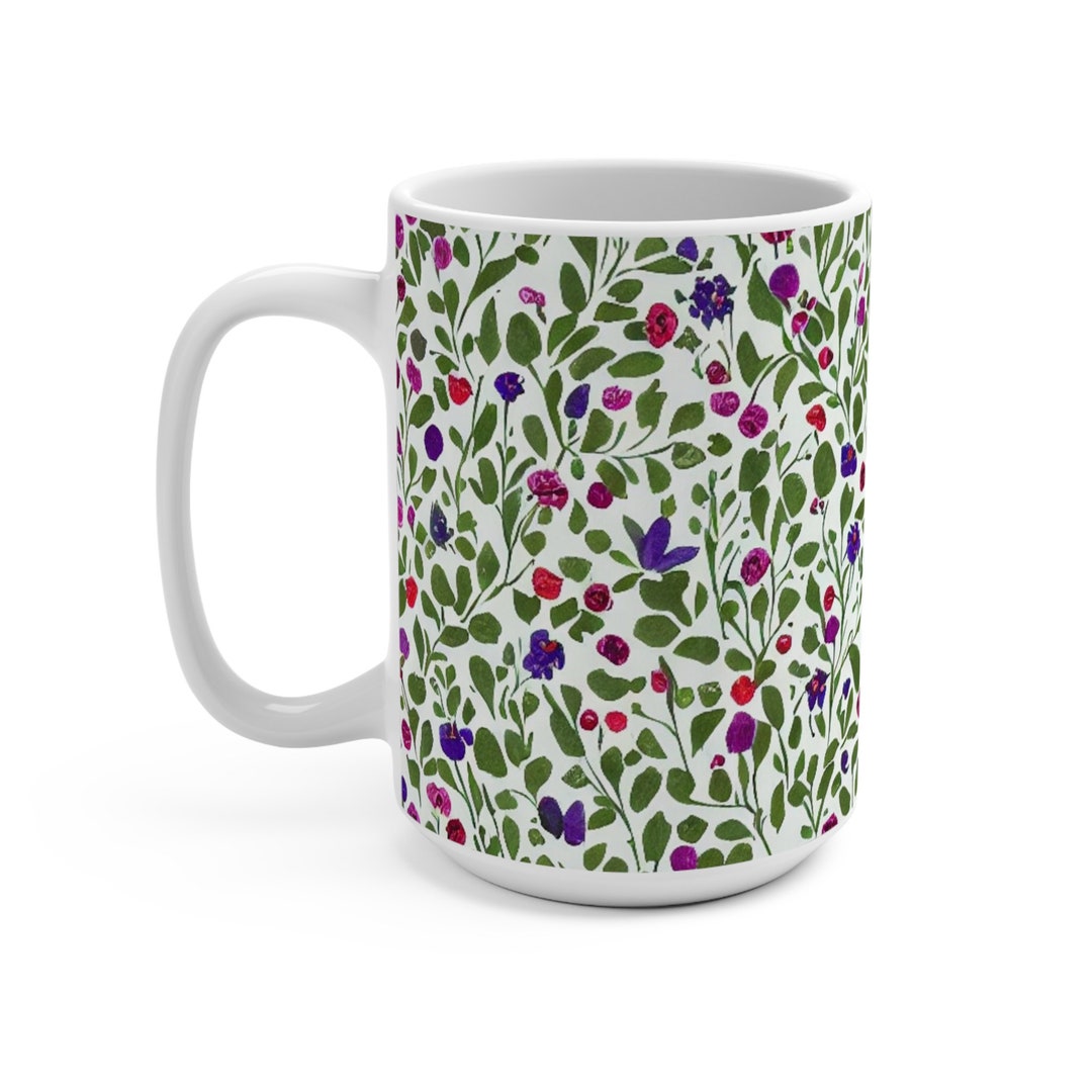 Boho Wildflowers Cottagecore Coffee Mug, Purple Pink Floral Mug ...