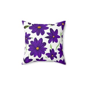 Purple Floral Decorative Pillow | Boho Home Decor, Gift for Her, Couch Cushion, Flower Throw Pillow, Spring Decor