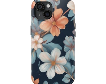 Fleur bleue, coque pour iPhone, fleur orange, mini coque pour iPhone 15 14 13 12 11 7 8 Pro Max X XR XS SE, coque florale pour téléphone portable