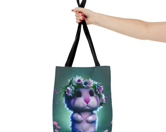 Cute Watercolor Bunny Rabbit With Flowers Floral Easter Tote Bag