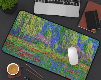 Impressionist Floral Desk Mat, Red Floral Desk Mat, Pink Floral Desk Mat, Trees Desk Mat, Flower Garden Keyboard Desk Mat, Large Mouse Pad