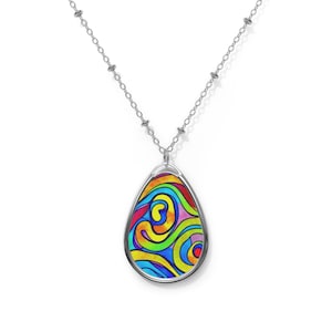 Psychedelic Swirl Pendant, Retro Necklace, Psychedelic Necklace, Groovy Pendant, Psychedelic Jewelry, Gift For Her, Gift For Him