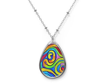 Psychedelic Swirl Pendant, Retro Necklace, Psychedelic Necklace, Groovy Pendant, Psychedelic Jewelry, Gift For Her, Gift For Him