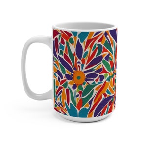 Geometric Mug, Southwest Design Mug, Folk Art Mug, Southwestern Mug, Gift For Her, Gift For Him, Latte Mug, 15oz Ceramic Coffee Mug