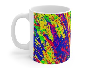 Paint Splatter Mug, Swirled Paint Design Mug, Yellow Mug, Red Mug, Painter Mug, Artist Mug, Coffee Lover Gift,  Ceramic Coffee Mug 11oz