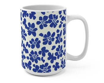 Blue Floral Mug, Boho Wildflowers Mug, Blue Pressed Flowers Mug, Cottagecore Floral Mug, Floral Coffee Mug, Gift For Her, Flower Lover Gift