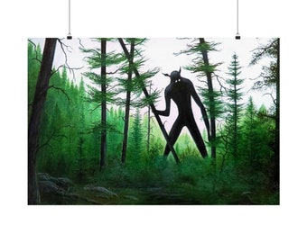 36x24 Forest Creature Monster Trees Nature Woods Matte Horizontal Poster