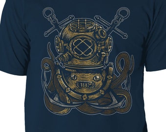 Taucher Octopus Herren-t-Shirt S-3XL
