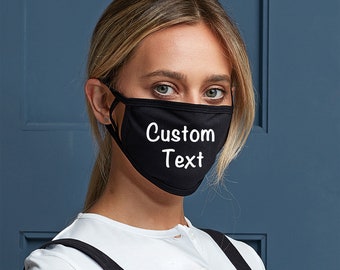 Custom Text Cotton Face Mask, Washable, Reusable