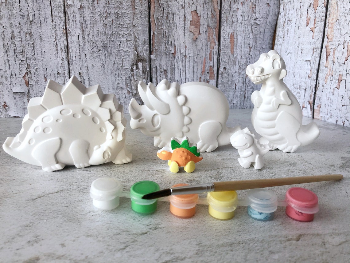 Plaster Dinosaur painting kit / Paint your own plaster Etsy