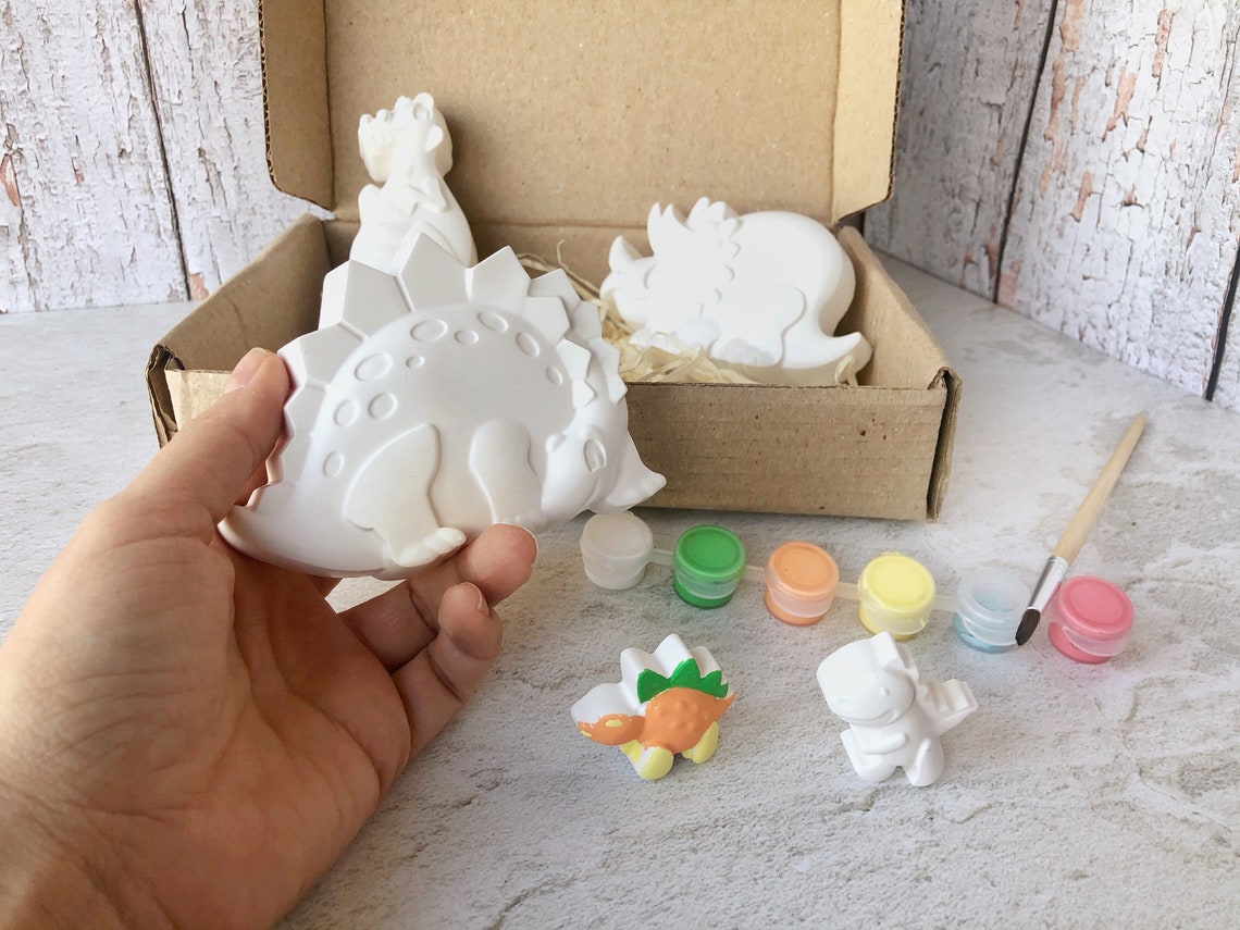 Plaster Dinosaur painting kit / Paint your own plaster Etsy