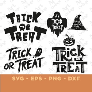 Trick Or Treat SVG, Trick or Treat Halloween, Boo Clipart for Cricut, Halloween bundle svg,Trick or Treat SVG cutting file- solid color