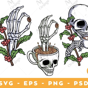 Skeleton Coffee Svg, Skeleton Drink Coffee Svg, Mom skull coffee png, Skeleton Hands Svg, Skeleton Death Before Decaf Svg, Halloween svg eps