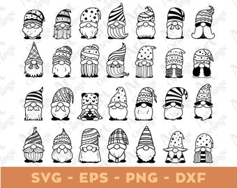 Gnomes SVG Bundle, Christmas, Fall, Line Art (SVG)