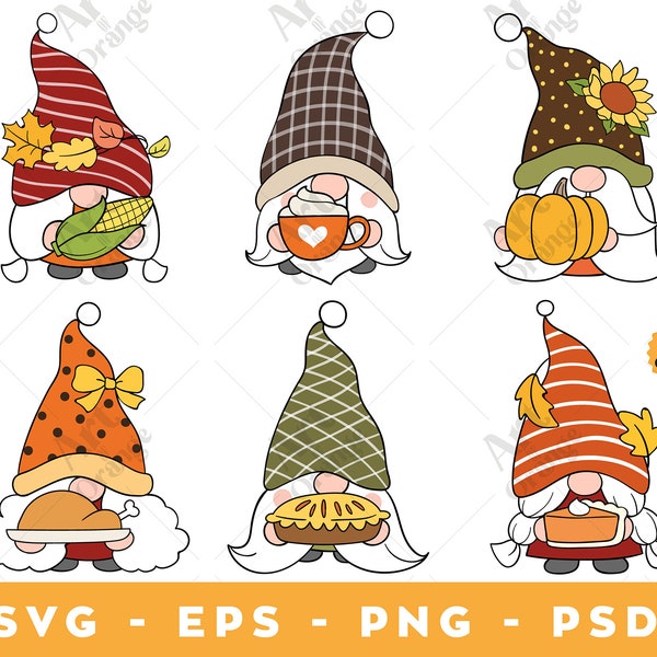 Fall Gnomes svg, Gnomes SVG, Funny Fall Gnomes Svg, Fall svg, Cute Garden Gnomes SVG, Pumpkin svg, Thanksgiving Gnome Svg, Cut File, Png Eps
