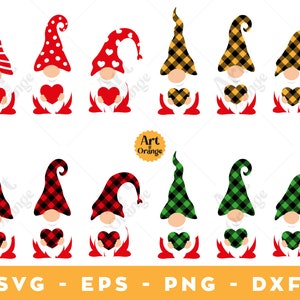 Gnome Plaid Svg, Valentine Gnome svg Bundle, Gnomes SVG, Cute Gnomes Svg, Valentine svg, Cute Garden Gnome SVG, Nordic Gnome Svg, Cut File