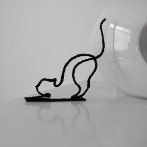 Black cat sculpture, Cute miniature Minimalist art Home decoration Shelf sitter, Pet lovers Christmas gift