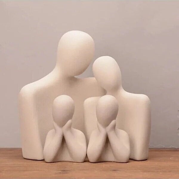 Decorative Family Sculpture Set of 4: Parent and 2 Children Figurines, Family Unity Symbol, Minimal Concrete Art, Housewarmin Christmas Gift