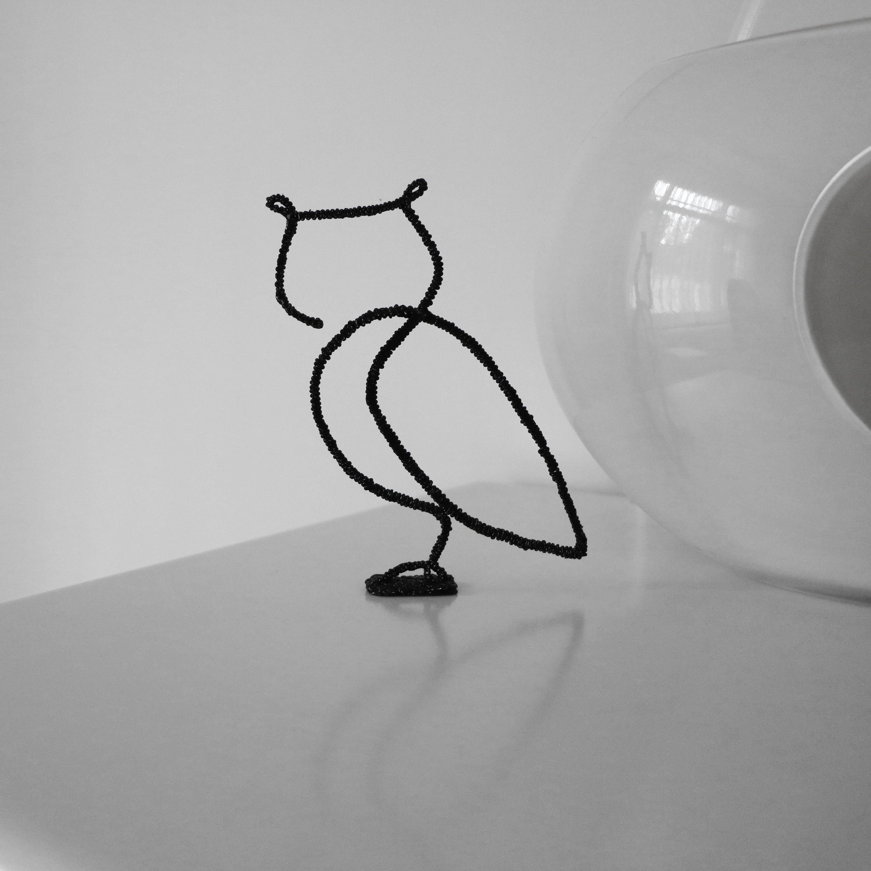Black owl shelf decoration, Minimalist one line art Gifts for Christmas, Owl gift Bird figurine, min