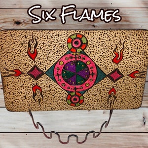 Six Flames - Woodburning art, Pyrography