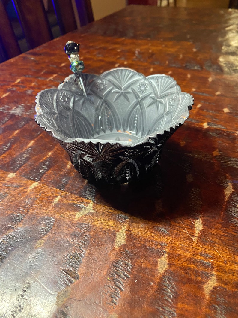 Black/silver Painted Ashtray With Builtin Poker Etsy