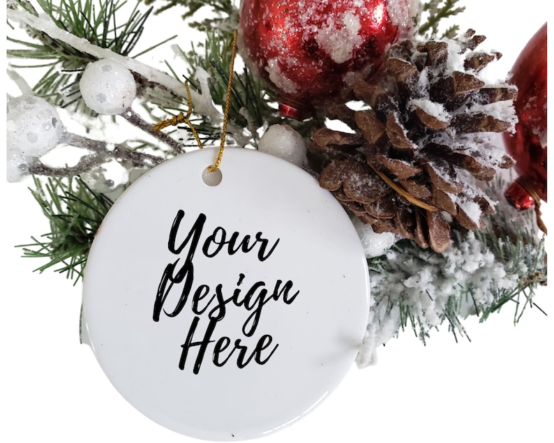 Download Round Ceramic Sublimation Christmas Ornament Mockup Christmas | Etsy