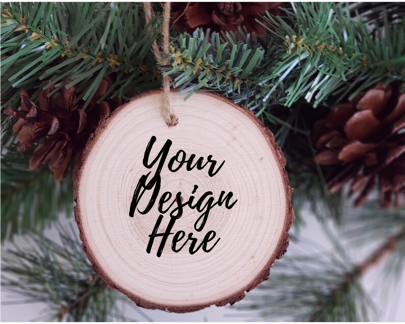 Download Wooden Ornament Mockup Natural Wood Slice Christmas Ornament | Etsy