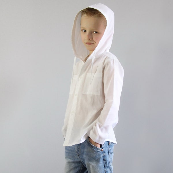 Shirt with Hood for Beach Holidays, Children and Teens size, Unisex Oversize Design, Best Choice for Beach Vacation, 100% Cotton Batist