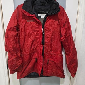 Vintage Columbia Red Rain Jacket | Women’s M | 90s Waterproof Hooded Windbreaker | Outdoor Hiking Shell | Made in Sri Lanka