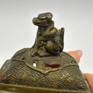 Antique Bronze Foo Dog Incense Burner – Tripod Base – Guardian Lion Lid – Asian Art Decor – Vintage Chinese Burner – 5” Collectible
