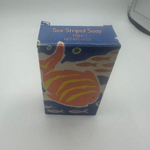 Vintage 1991 Avon Sea Striped Fish Soap – NIB NOS – Nautical Bath Decor – 1.5 oz Novelty Collectible