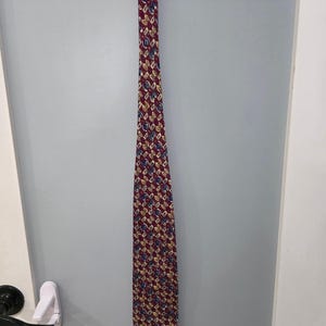 Vintage ISACO Burgundy Wide Tie | 90s Silk Geometric Print Necktie | Y2K Bold Formalwear | Retro Mens Accessory