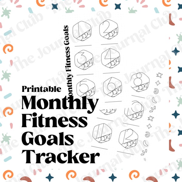 Monthly Fitness Goals Tracker - Printable Dotted Journal Pages