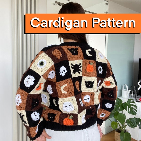 Crochet Pattern Halloween Cardigan Etsy
