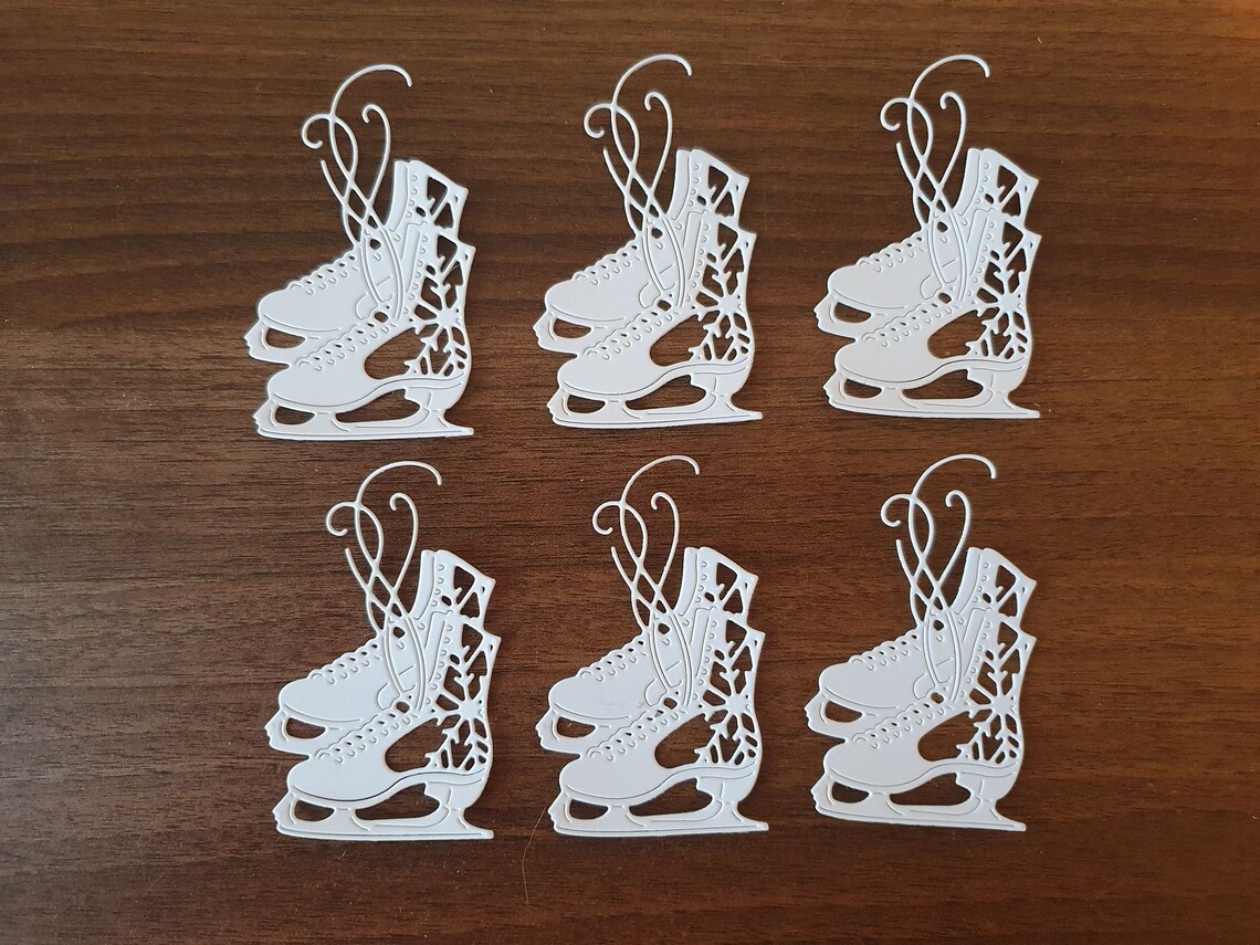 6 x Ice Skates Die Cuts in White Etsy