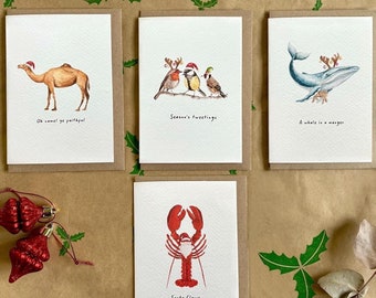 Christmas Cards pack of 8, Original Funny Cards, Pun Cards, Festive Cards, Xmas Cards