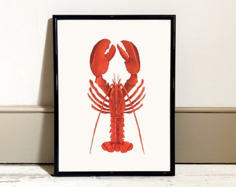 Lobster Oil Paint Print, Lobster painting, Sea creature print, Kitchen Print, Seaside marine Print, Home Decor print, Art print