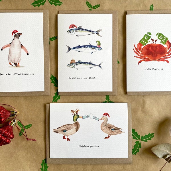 Christmas Cards pack of 8, Original Funny Cards, Pun Cards, Festive Cards, Xmas Cards