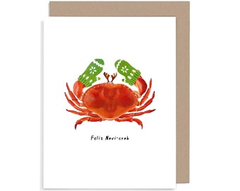 Feliz Navi-crab Christmas Card, Funny Holiday Card, Pun Christmas card, Original Funny Cards, Festive Cards, Xmas Cards