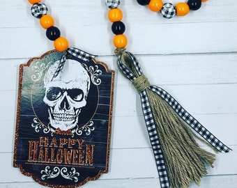 Halloween Happy Halloween Skull Beaded Garland